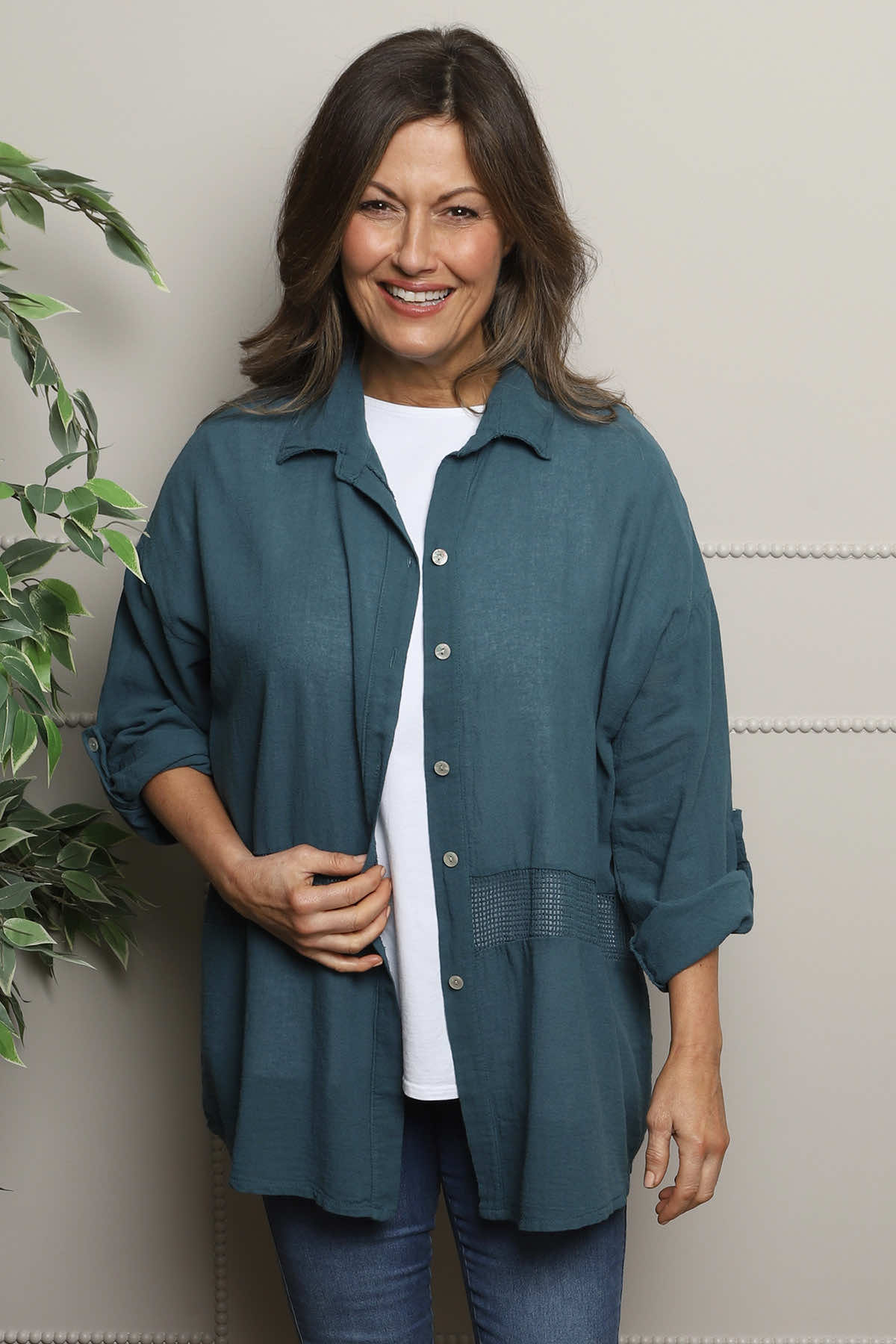 Anisha Cotton Shirt Teal