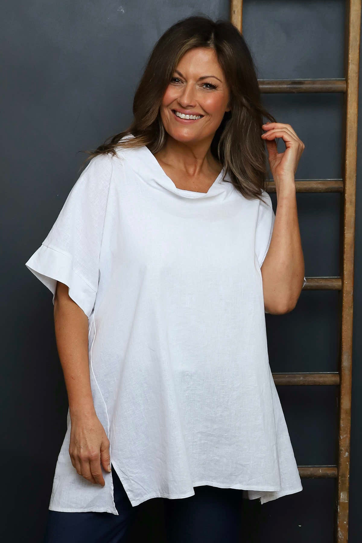 Baines Linen Top White