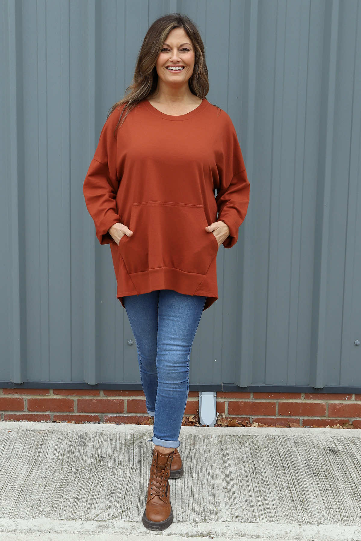 Samantha Pocket Cotton Top Burnt Orange