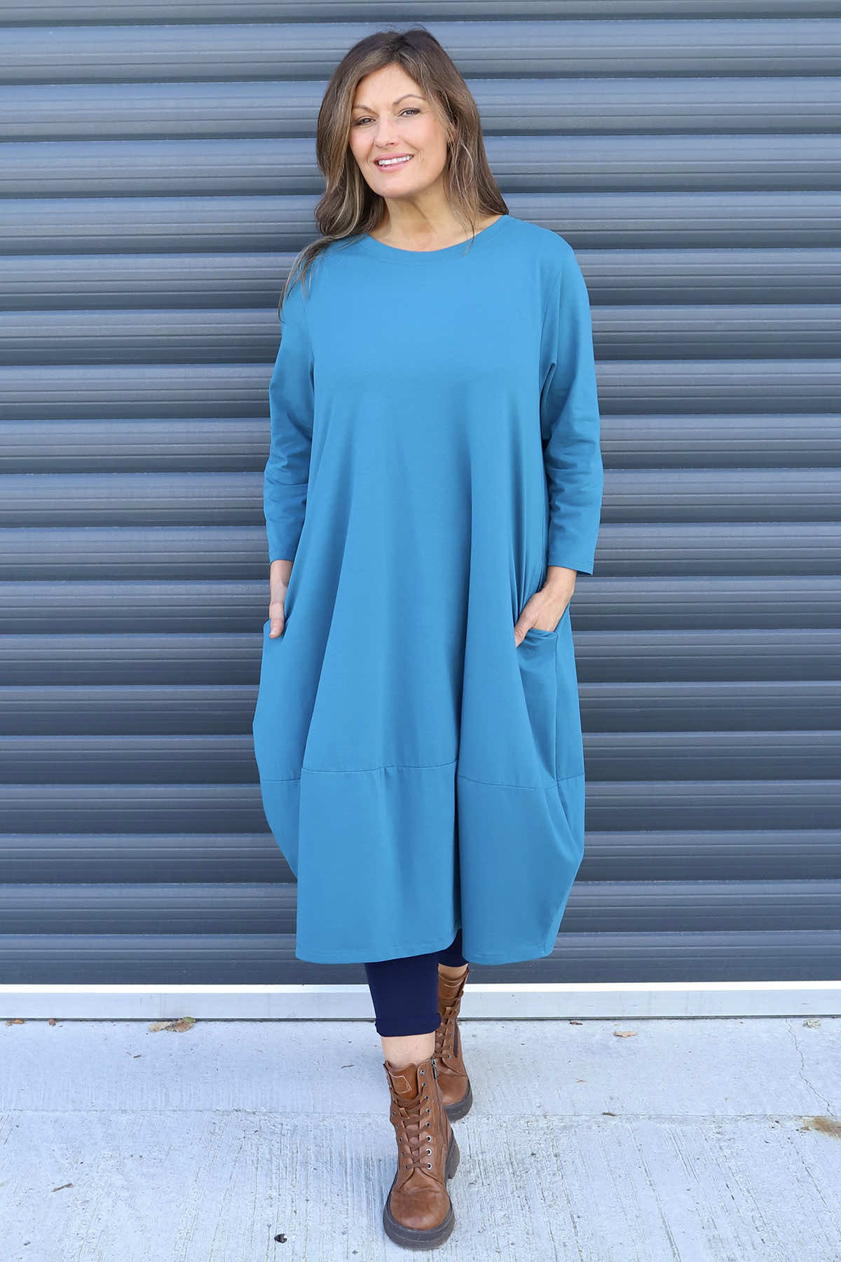 Ramsgate Long Sleeve Cotton Dress Teal