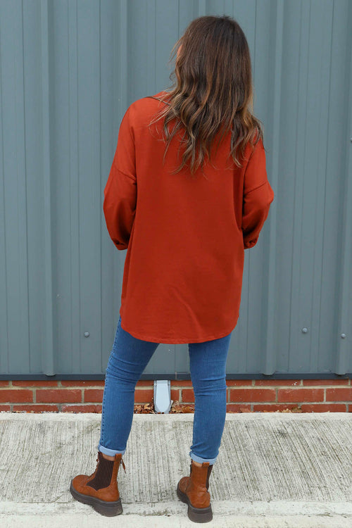 Samantha Pocket Cotton Top Burnt Orange - Image 4