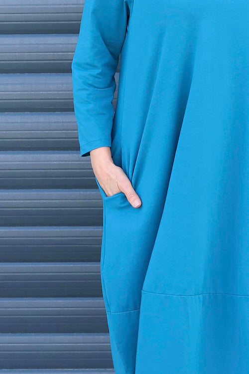 Ramsgate Long Sleeve Cotton Dress Teal - Image 3