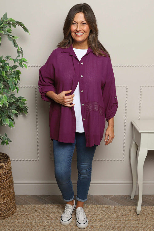 Anisha Cotton Shirt Berry - Image 2