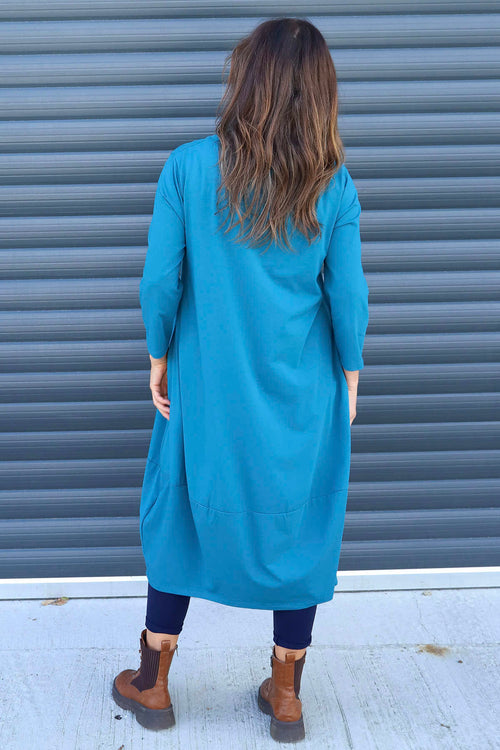 Ramsgate Long Sleeve Cotton Dress Teal - Image 4