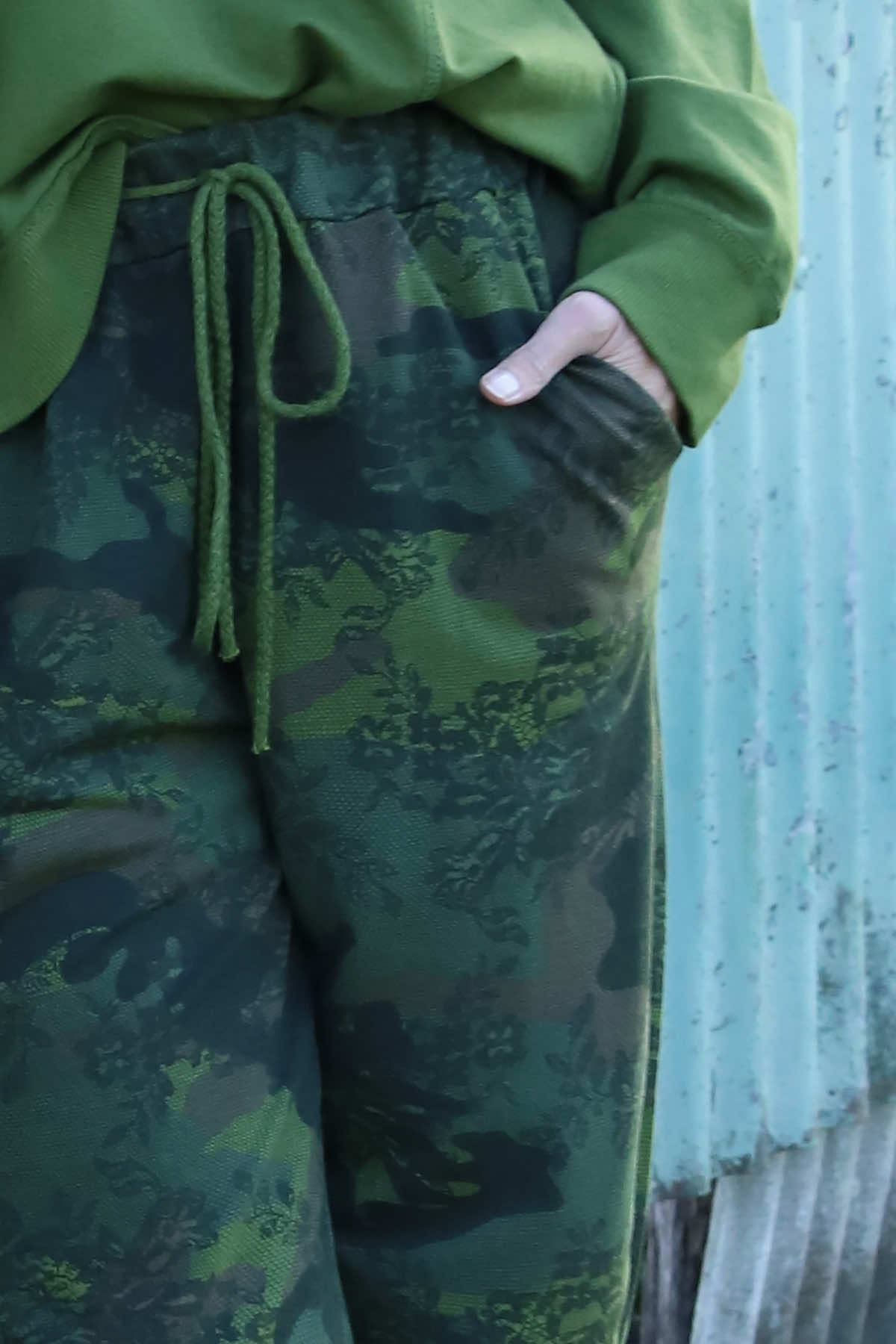 Jemima Print Cotton Joggers Olive