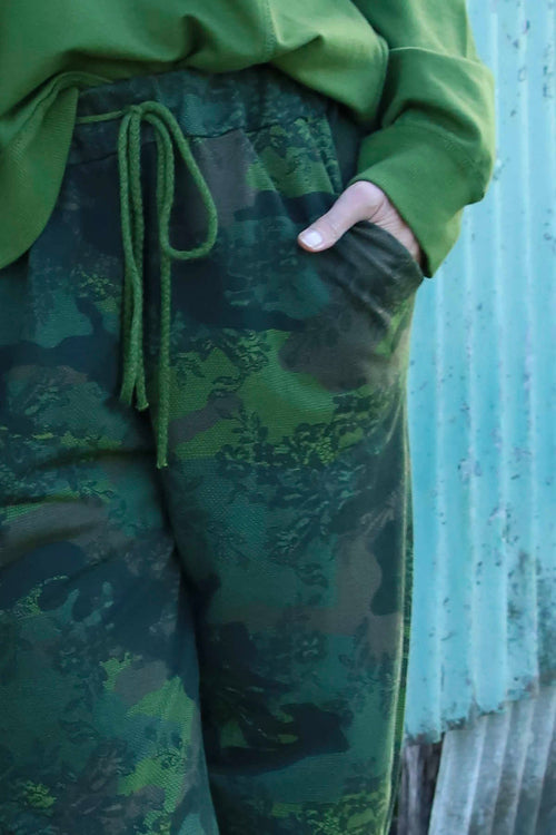 Jemima Print Cotton Joggers Olive - Image 3