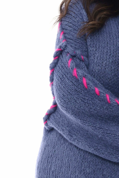 Roxanne Stitch Detail Knitted Dress Denim Blue - Image 6