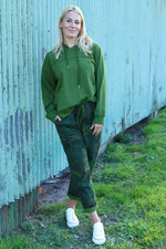 Jemima Print Cotton Joggers Olive Olive - Jemima Print Cotton Joggers Olive