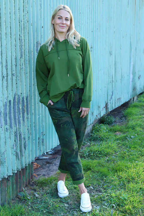 Jemima Print Cotton Joggers Olive