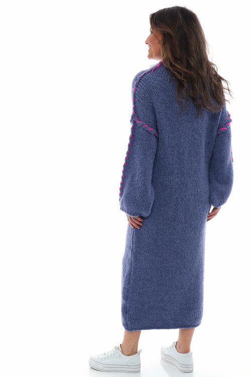 Roxanne Stitch Detail Knitted Dress Denim Blue - Image 5