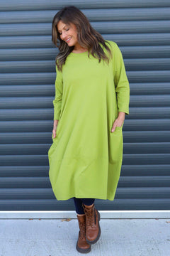 Ramsgate Long Sleeve Cotton Dress Olive