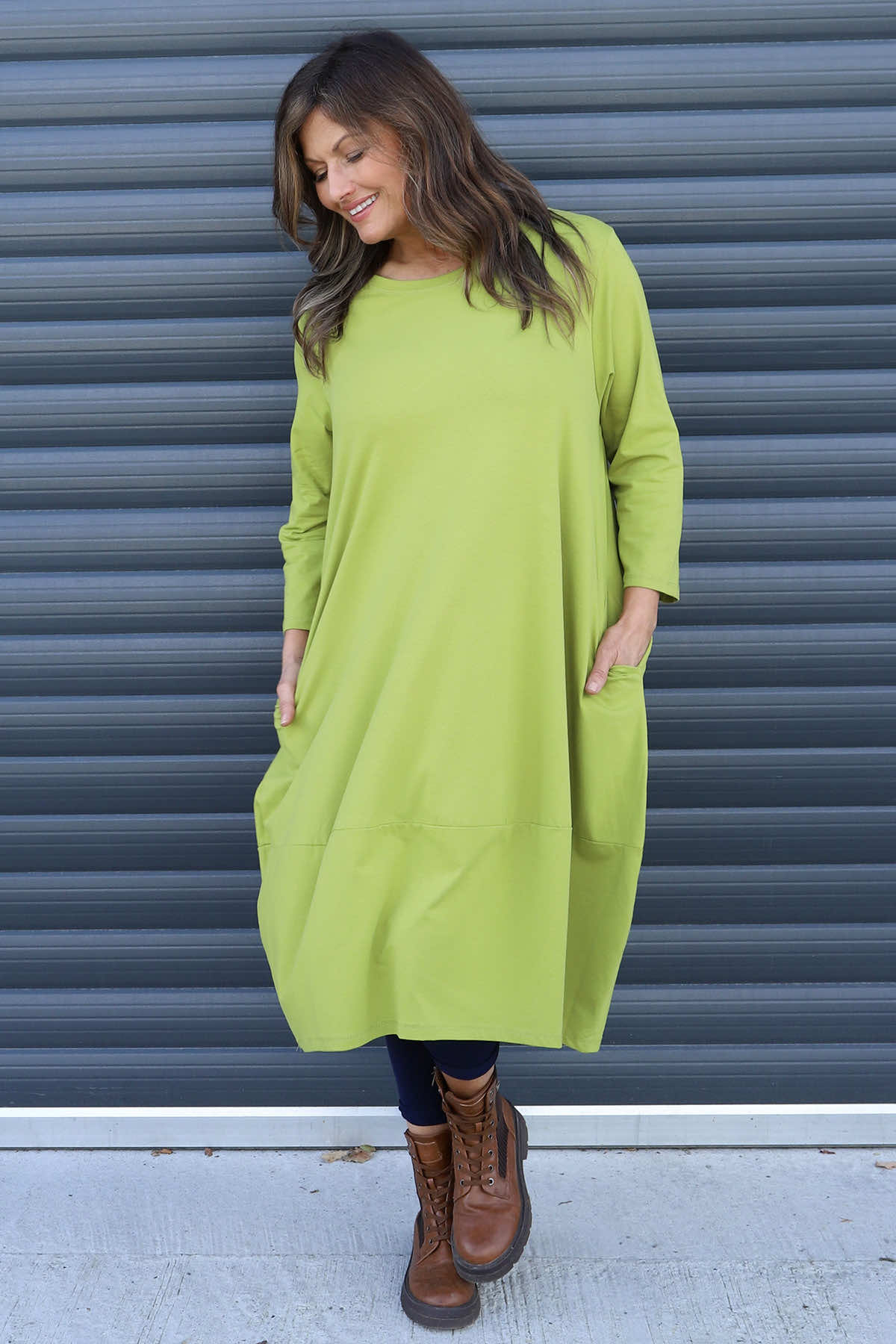 Ramsgate Long Sleeve Cotton Dress Olive
