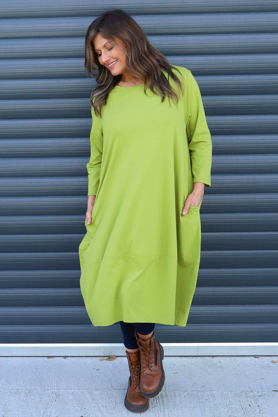 Ramsgate Long Sleeve Cotton Dress Olive