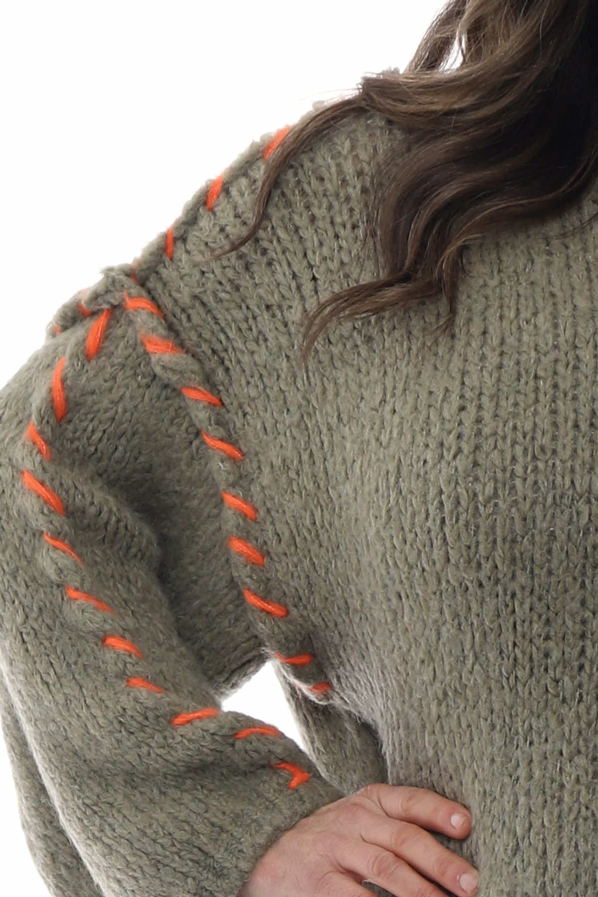 Roxanne Stitch Detail Knitted Dress Khaki