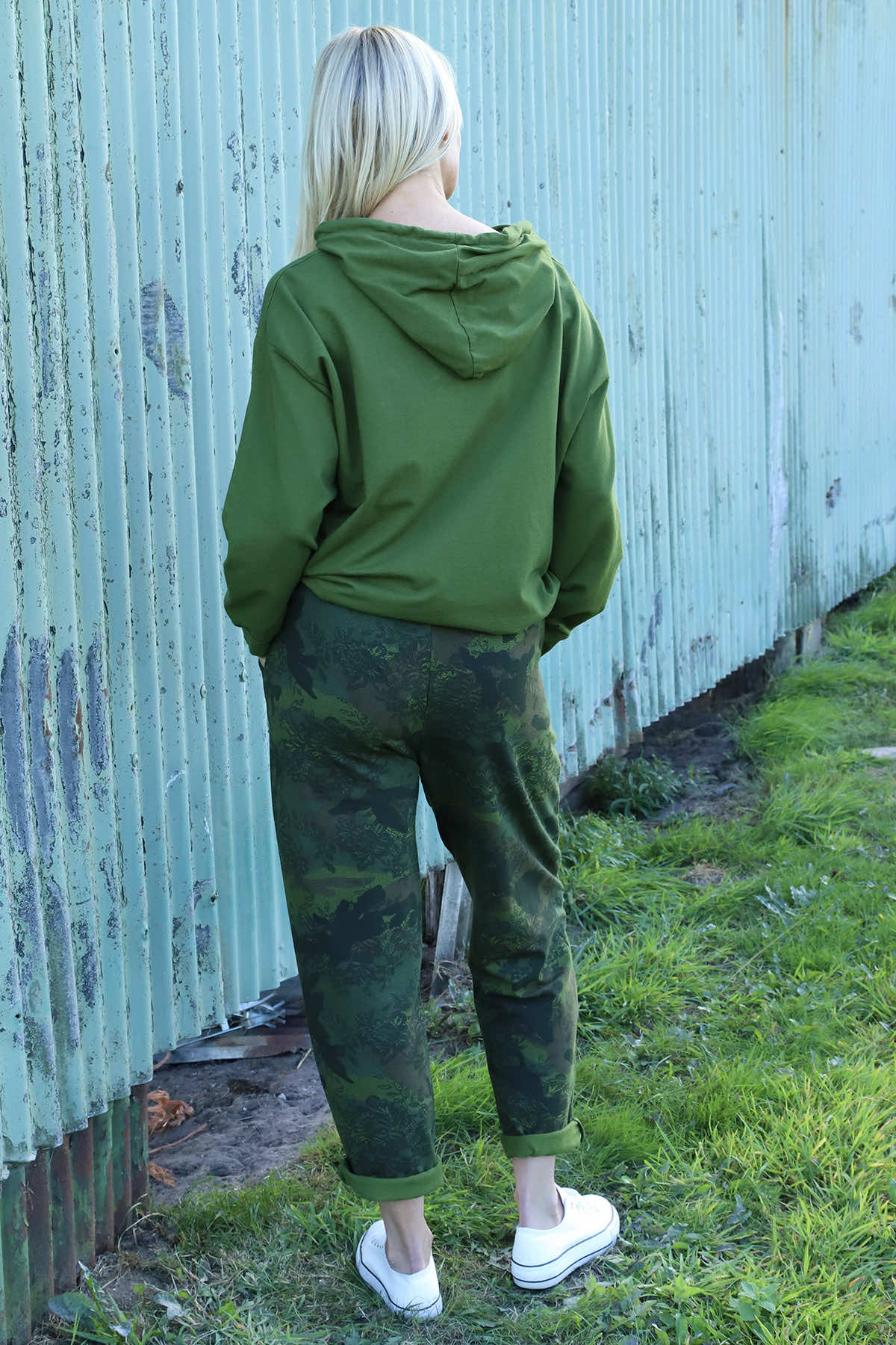 Jemima Print Cotton Joggers Olive