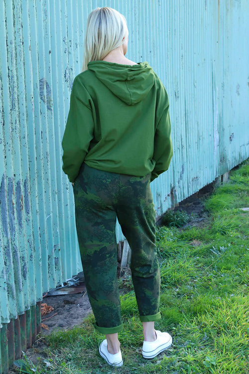 Jemima Print Cotton Joggers Olive - Image 4