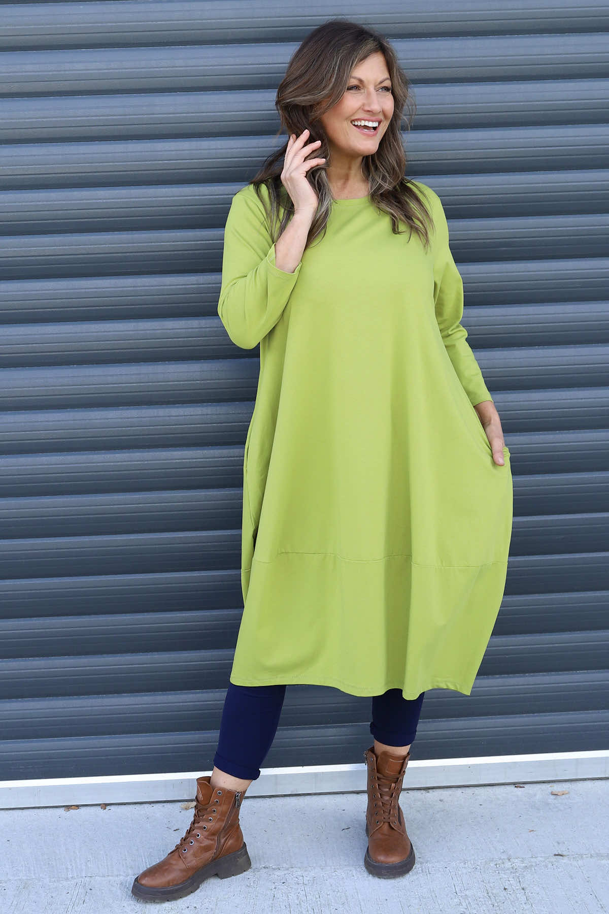 Ramsgate Long Sleeve Cotton Dress Olive