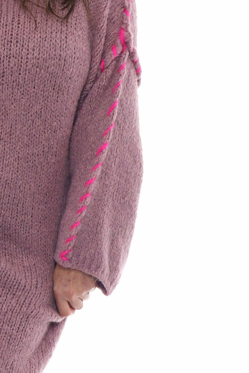 Roxanne Stitch Detail Knitted Dress Pink - Image 3