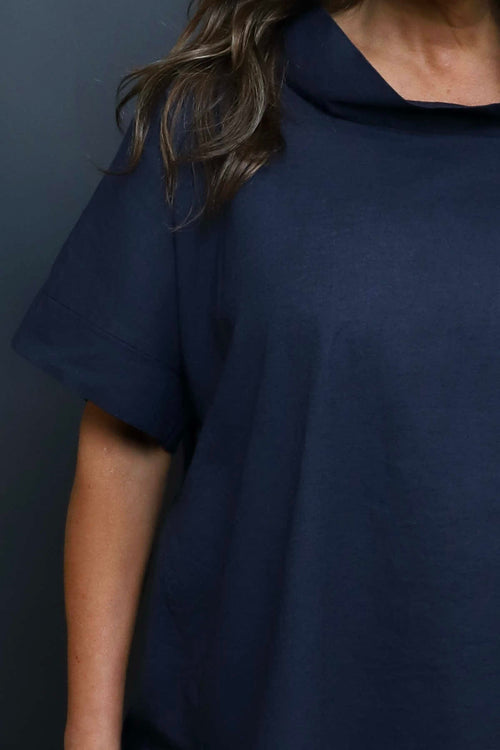 Baines Linen Top Navy - Image 3