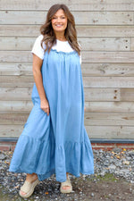 Zennor Denim Strap Dress Mid Denim Mid Denim - Zennor Denim Strap Dress Mid Denim