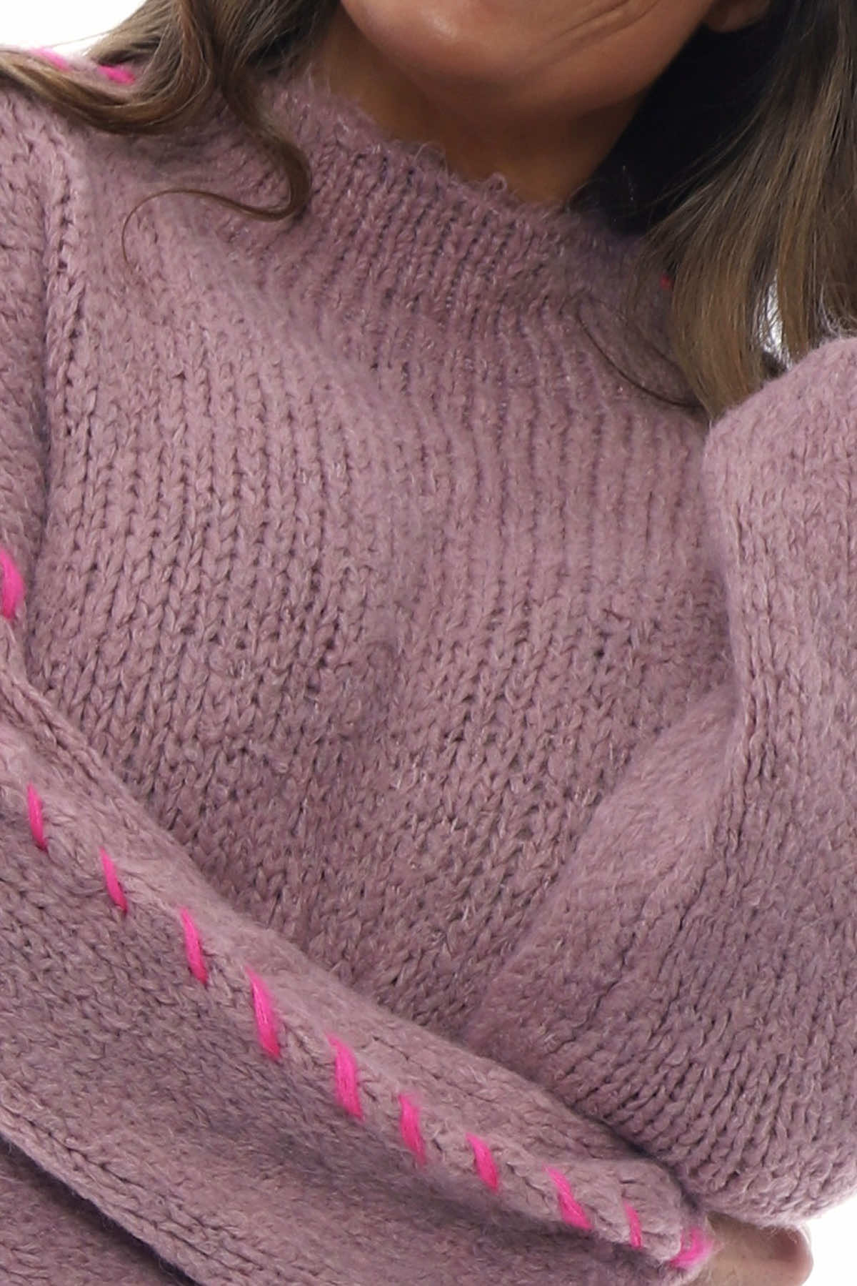 Roxanne Stitch Detail Knitted Dress Pink
