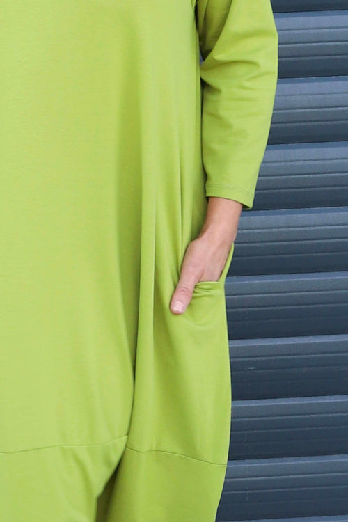 Ramsgate Long Sleeve Cotton Dress Olive - Image 3