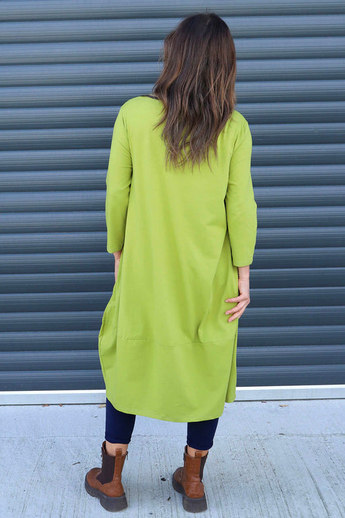 Ramsgate Long Sleeve Cotton Dress Olive - Image 4