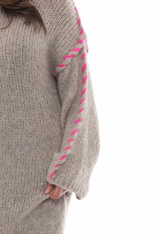 Roxanne Stitch Detail Knitted Dress Light Mocha - Image 3