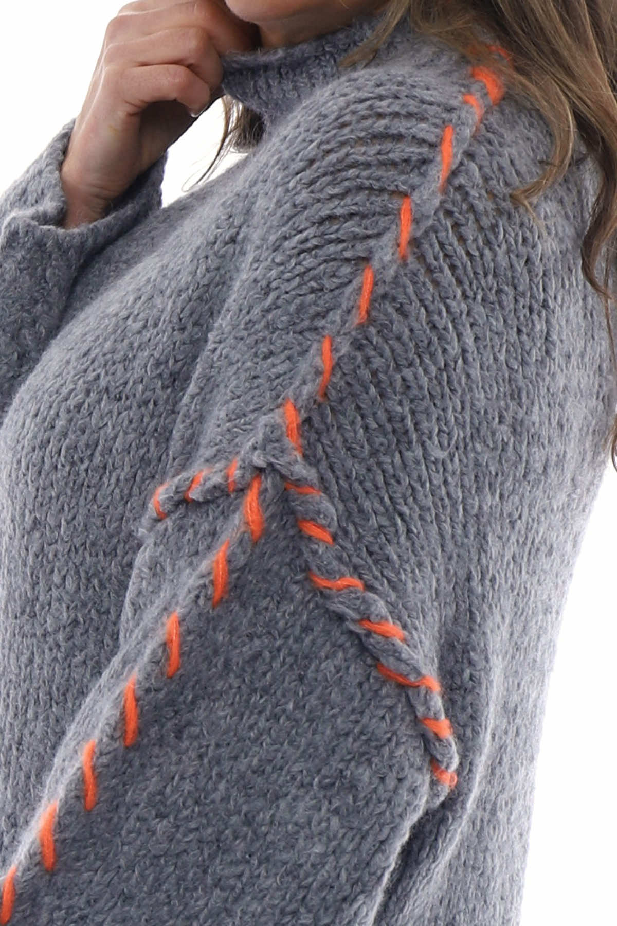 Roxanne Stitch Detail Knitted Dress Mid Grey