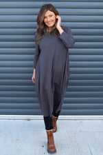 Ramsgate Long Sleeve Cotton Dress Charcoal Charcoal - Ramsgate Long Sleeve Cotton Dress Charcoal