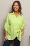 Shyla Gingham Wrap Cotton Top Lime