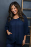 Isolde Linen Top Navy