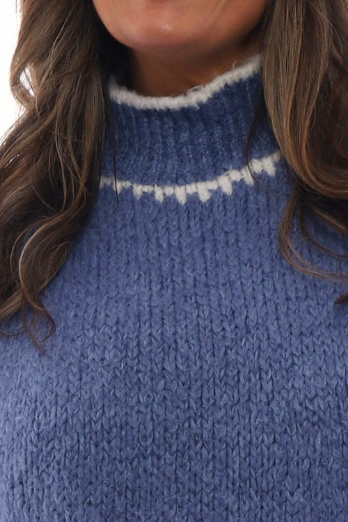 Nadine Stitch Detail Knitted Tank Top Denim Blue - Image 2