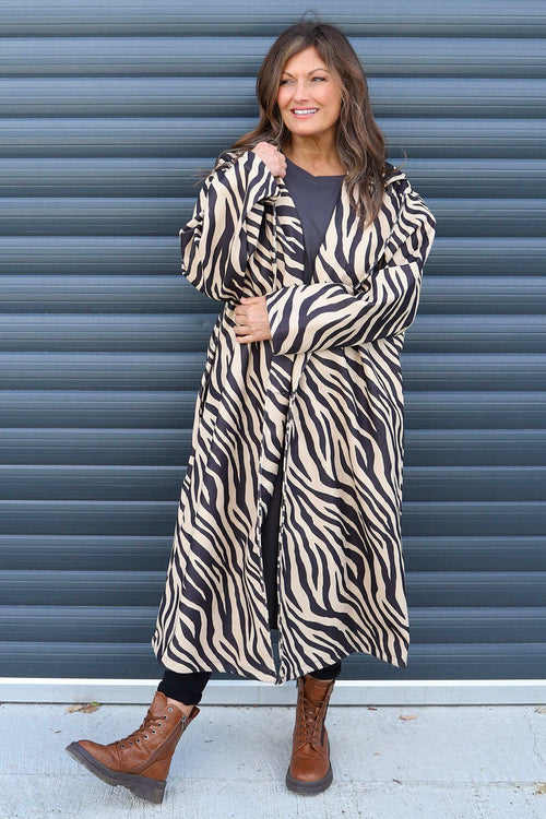 Jenna Zebra Print Coat Camel - Image 2