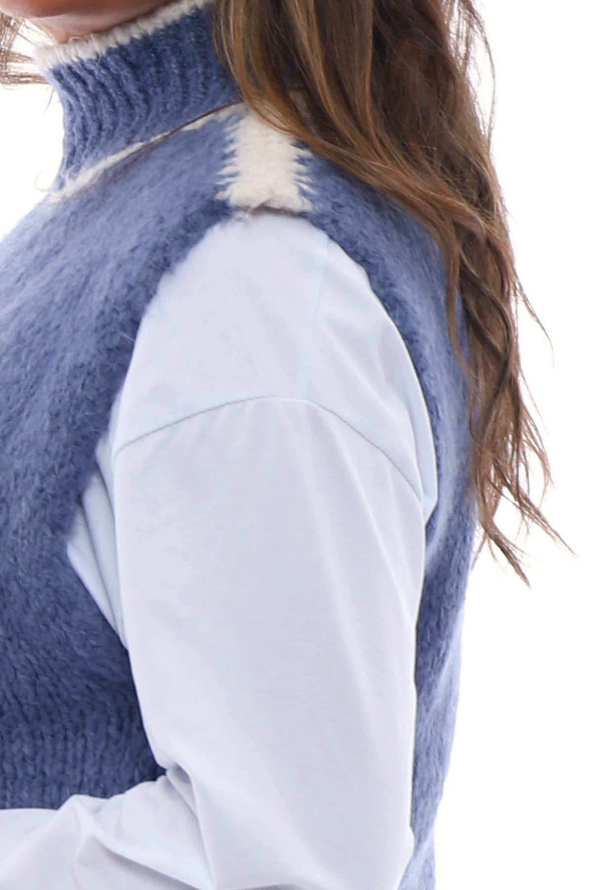 Nadine Stitch Detail Knitted Tank Top Denim Blue