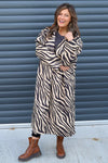 Jenna Zebra Print Coat Camel