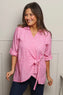 Shyla Gingham Wrap Cotton Top Fuchsia
