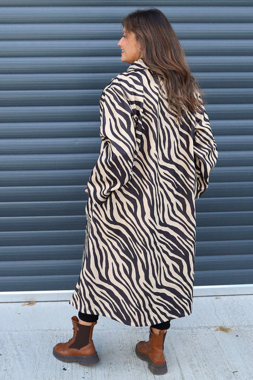 Jenna Zebra Print Coat Camel - Image 4