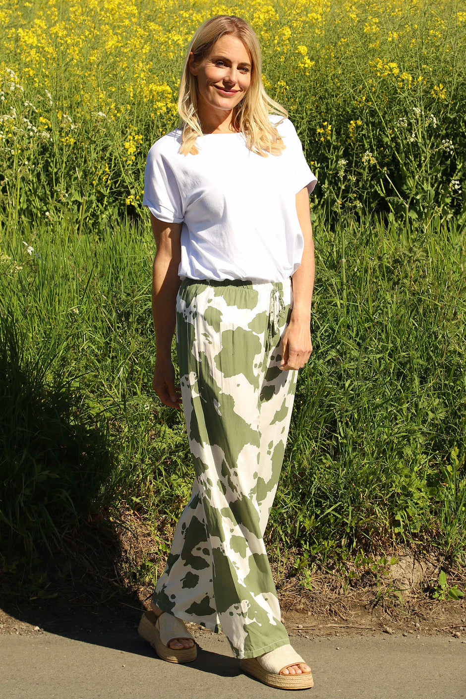Cecily Print Trousers Khaki