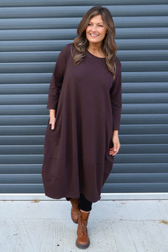 Ramsgate Long Sleeve Cotton Dress Cocoa