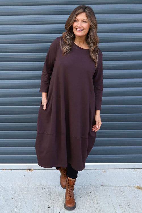 Ramsgate Long Sleeve Cotton Dress Cocoa