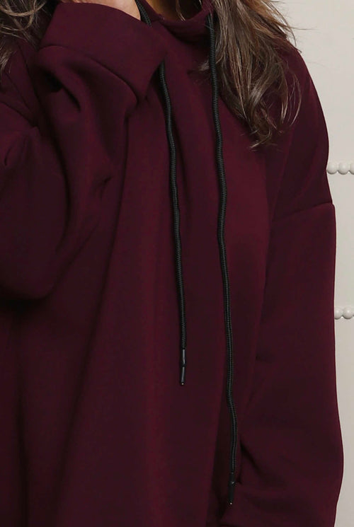 Jaylen Hooded Cotton Top Wine - Image 3