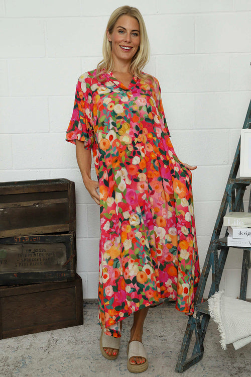 Andretta Print Dress Fuchsia - Image 1