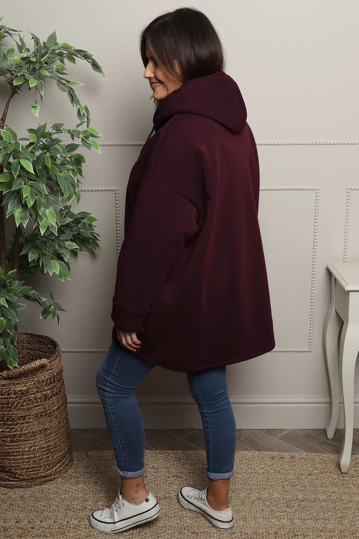 Jaylen Hooded Cotton Top Wine
