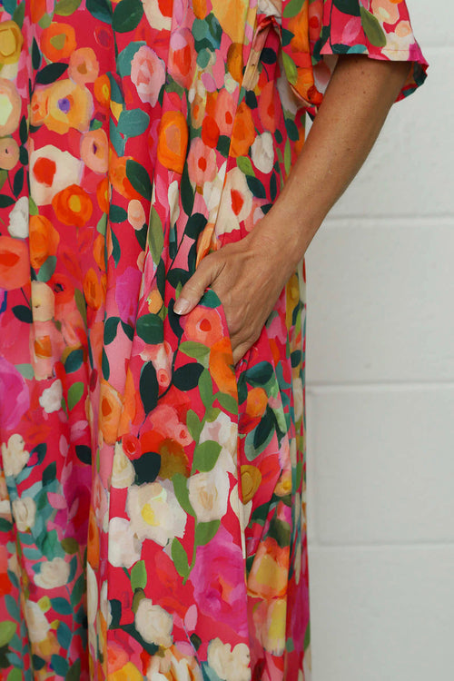 Andretta Print Dress Fuchsia - Image 3