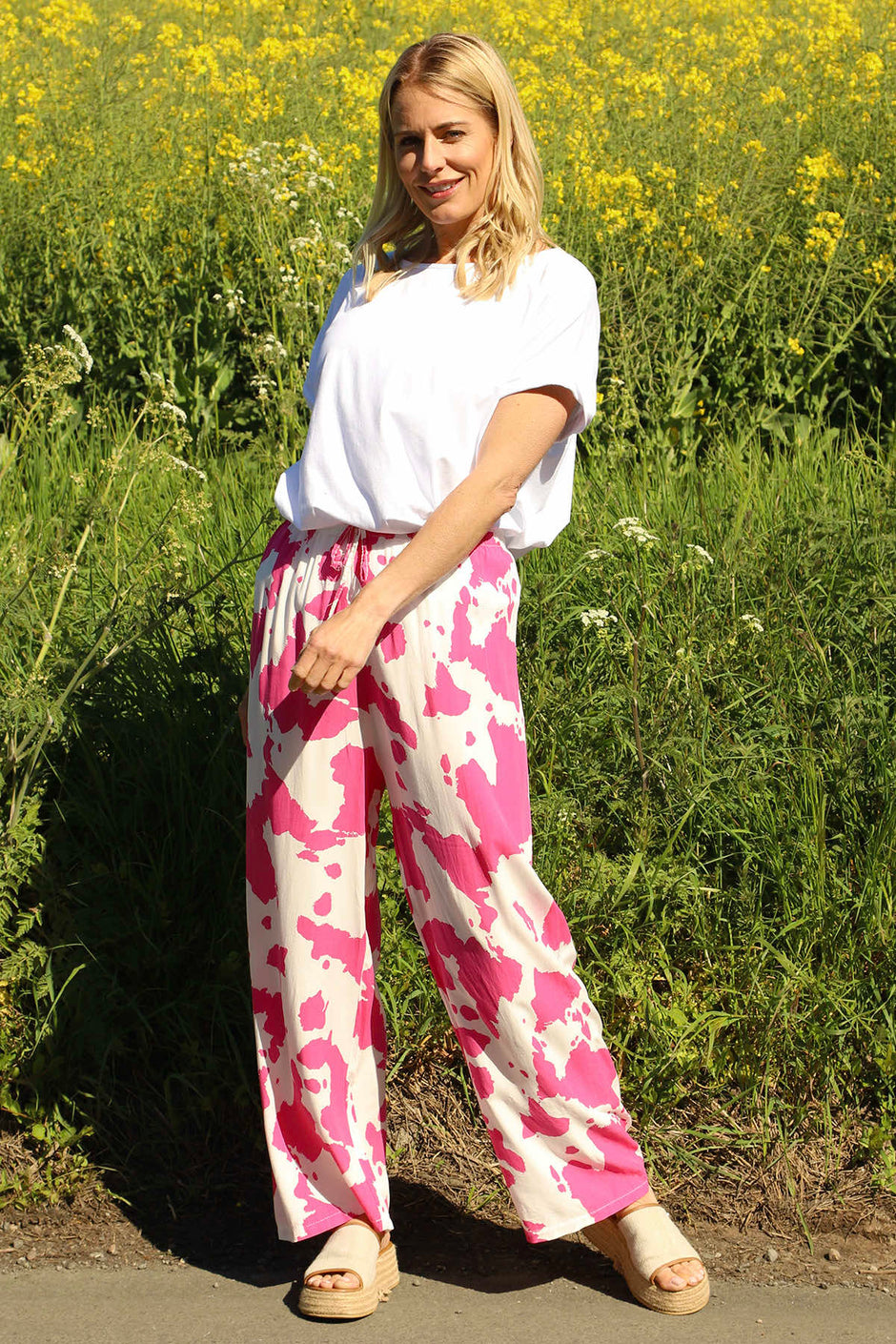 Cecily Print Trousers Fuchsia