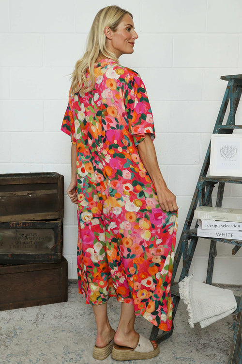 Andretta Print Dress Fuchsia - Image 4