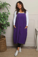Meredith Needlecord Pinafore Dark Purple Dark Purple - Meredith Needlecord Pinafore Dark Purple