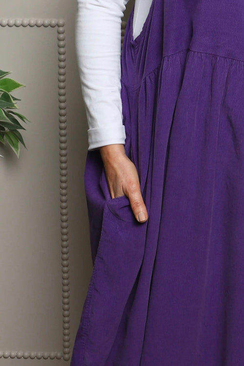 Meredith Needlecord Pinafore Dark Purple - Image 3