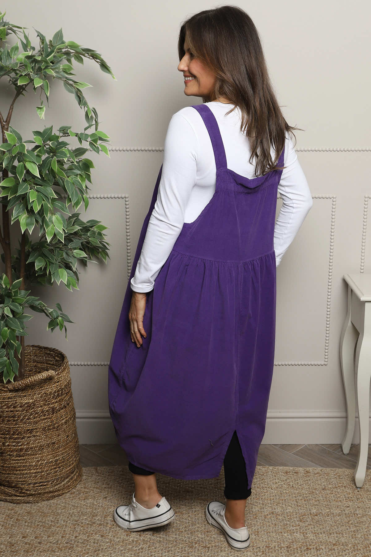 Meredith Needlecord Pinafore Dark Purple
